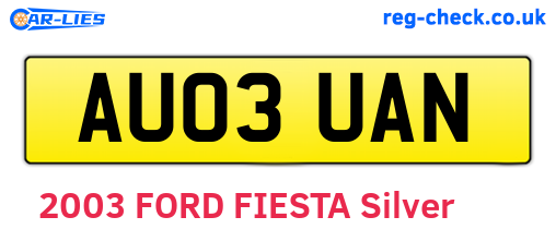 AU03UAN are the vehicle registration plates.