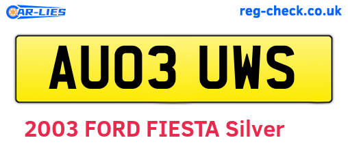 AU03UWS are the vehicle registration plates.