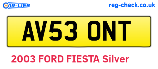 AV53ONT are the vehicle registration plates.