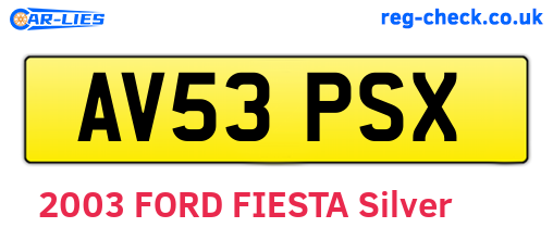 AV53PSX are the vehicle registration plates.