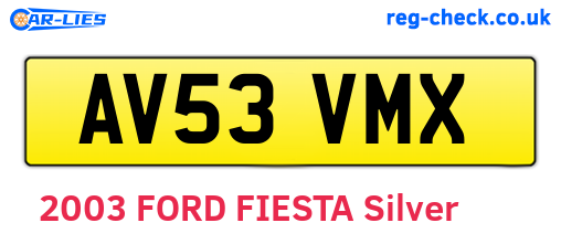AV53VMX are the vehicle registration plates.