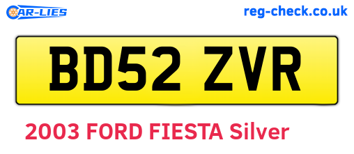 BD52ZVR are the vehicle registration plates.