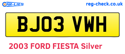 BJ03VWH are the vehicle registration plates.