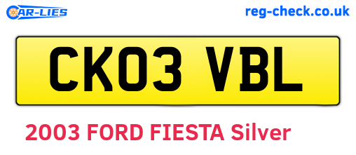 CK03VBL are the vehicle registration plates.