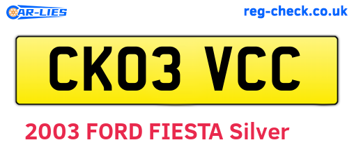 CK03VCC are the vehicle registration plates.