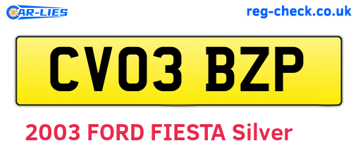 CV03BZP are the vehicle registration plates.