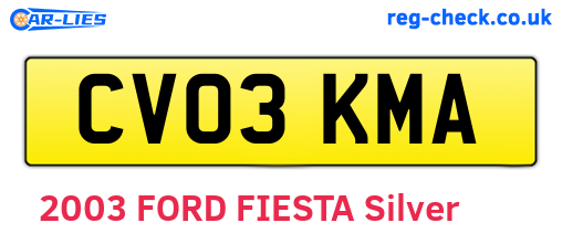 CV03KMA are the vehicle registration plates.