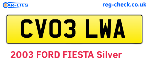 CV03LWA are the vehicle registration plates.
