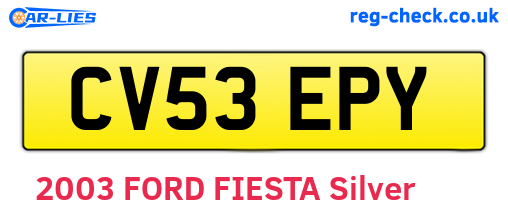 CV53EPY are the vehicle registration plates.