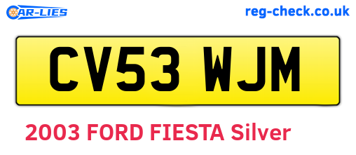 CV53WJM are the vehicle registration plates.