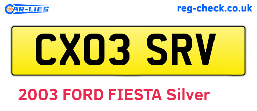 CX03SRV are the vehicle registration plates.