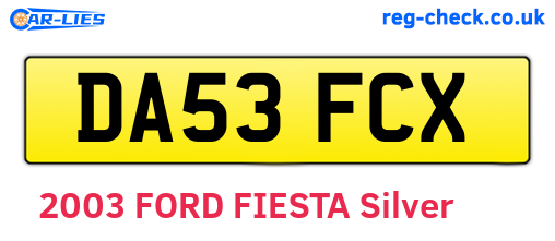 DA53FCX are the vehicle registration plates.