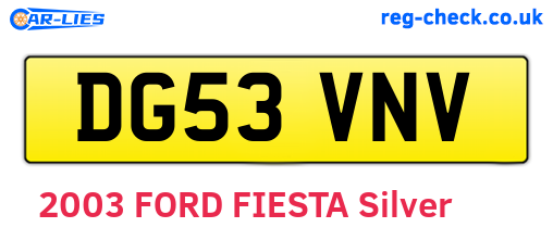 DG53VNV are the vehicle registration plates.