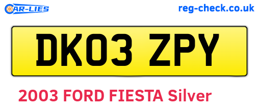 DK03ZPY are the vehicle registration plates.