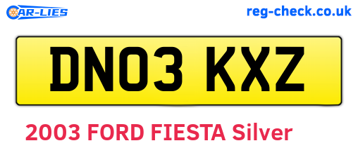 DN03KXZ are the vehicle registration plates.