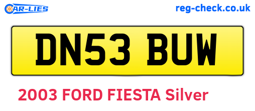 DN53BUW are the vehicle registration plates.