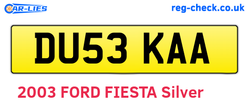 DU53KAA are the vehicle registration plates.