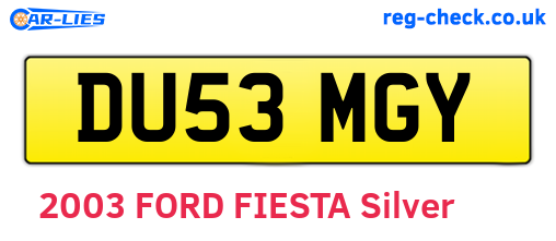 DU53MGY are the vehicle registration plates.