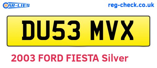 DU53MVX are the vehicle registration plates.