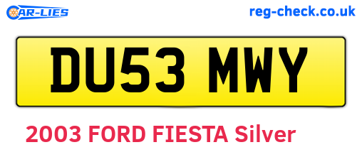 DU53MWY are the vehicle registration plates.