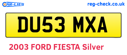 DU53MXA are the vehicle registration plates.