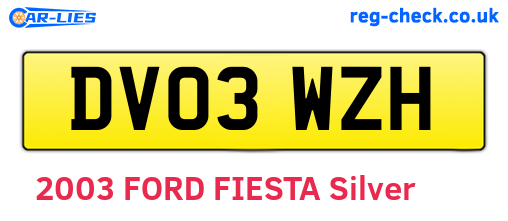 DV03WZH are the vehicle registration plates.