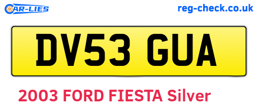 DV53GUA are the vehicle registration plates.