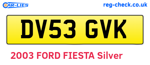 DV53GVK are the vehicle registration plates.