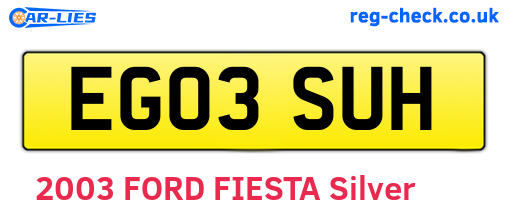 EG03SUH are the vehicle registration plates.