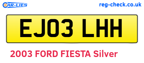 EJ03LHH are the vehicle registration plates.