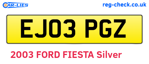 EJ03PGZ are the vehicle registration plates.
