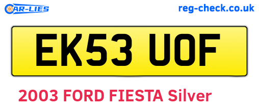 EK53UOF are the vehicle registration plates.