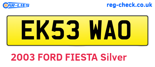 EK53WAO are the vehicle registration plates.