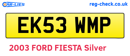 EK53WMP are the vehicle registration plates.
