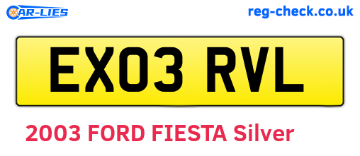EX03RVL are the vehicle registration plates.