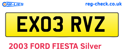 EX03RVZ are the vehicle registration plates.