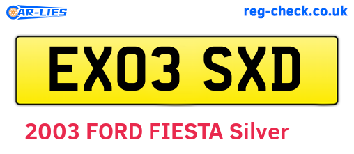 EX03SXD are the vehicle registration plates.