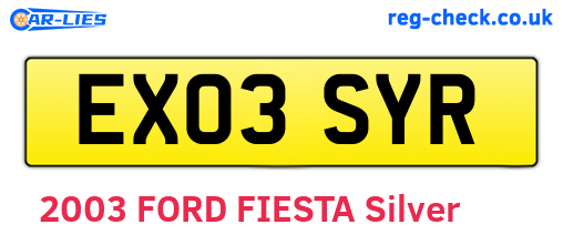 EX03SYR are the vehicle registration plates.