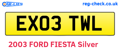 EX03TWL are the vehicle registration plates.