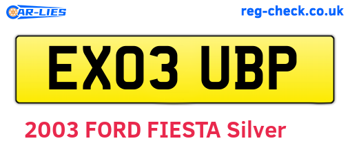 EX03UBP are the vehicle registration plates.