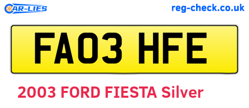 FA03HFE are the vehicle registration plates.