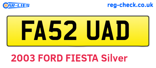 FA52UAD are the vehicle registration plates.