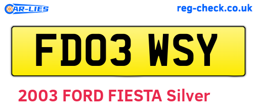 FD03WSY are the vehicle registration plates.