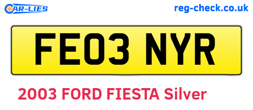 FE03NYR are the vehicle registration plates.
