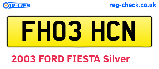 FH03HCN are the vehicle registration plates.