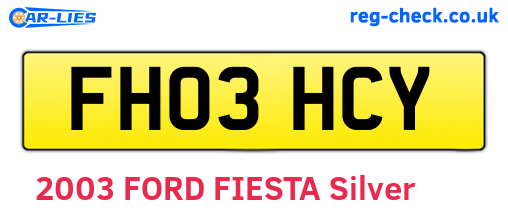 FH03HCY are the vehicle registration plates.