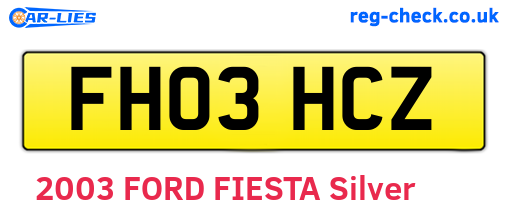 FH03HCZ are the vehicle registration plates.