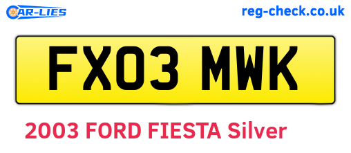 FX03MWK are the vehicle registration plates.
