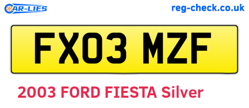 FX03MZF are the vehicle registration plates.
