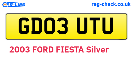 GD03UTU are the vehicle registration plates.